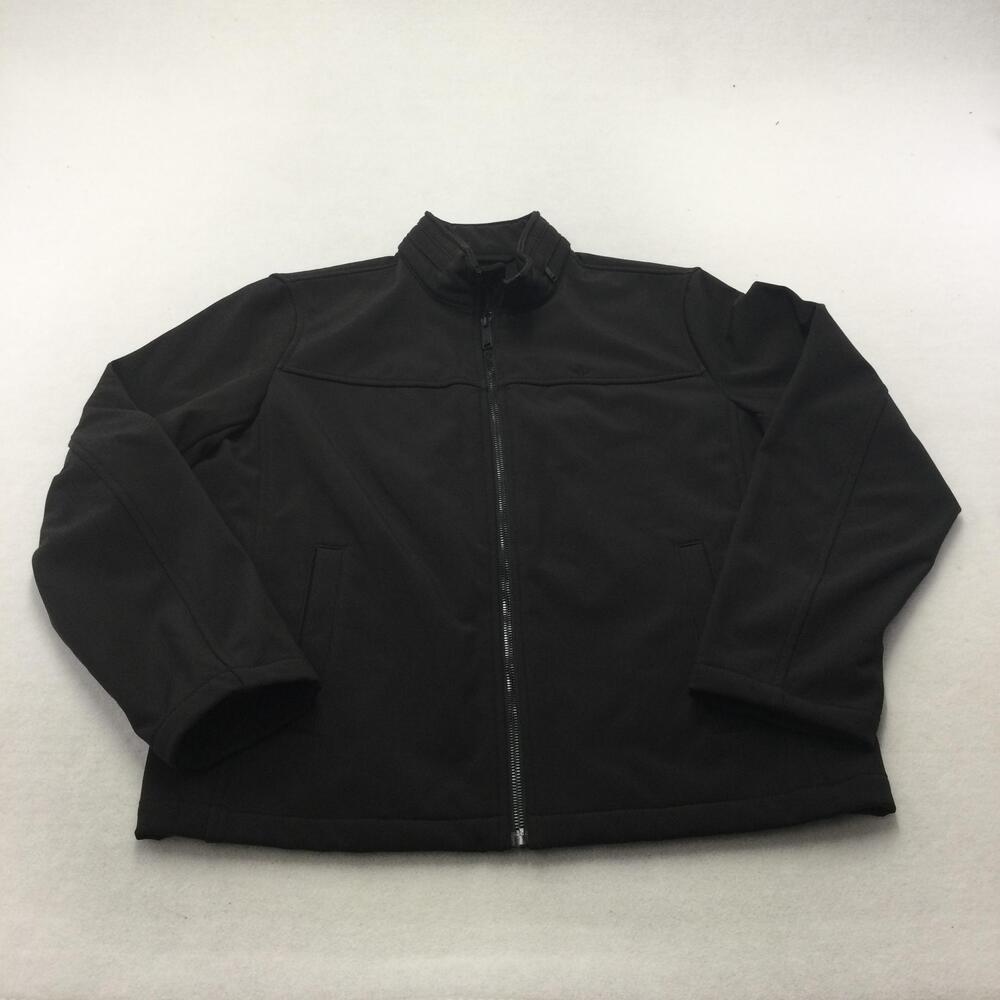 Dockers Jacket Mens XL Black Soft Shell Full Zip Stand Collar Lined Windbreaker